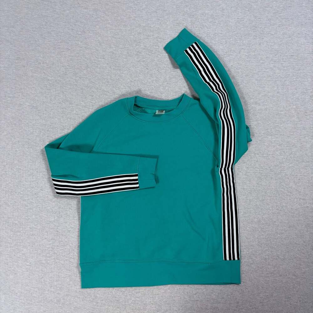 Avia Women Green Athletic Sweatshirt Size M 8-10 Stripe Sleeves